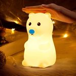 Skytone Polar Bear Lamp, Night Lamp For Kids, Cute Night Lamp, Birthday Gift, Panda Gifts, Panda Light Lamp, Rechargeable, Touch Control,7 Colors(Polar Bear) - Abs, Led, White