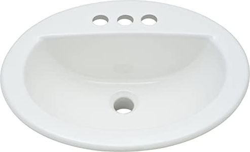 PROFLO PF19164WH PROFLO PF19164 Rockaway 19" Oval Vitreous China Drop In Bathroom Sink with Overflow and 3 Faucet Holes at 4" Centers