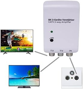 Antennenverstärker für Kabelfernsehen DVB-C 2 Geräte 2x 20 dB Regelbar inkl. 1,5m Kabel Full HD 4K Digital Signalverstärker 47-782 MHz