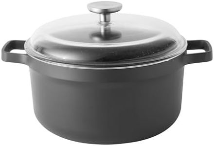 BergHOFF Gem Non-Stick 10" Stockpot 5.2qt., Sturdy 2-Handle, Glass Lid, Ferno-Green, Non-Toxic Coating, Ovensafe