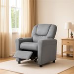 Naomi Home Suri Kids Recliner Chair with Cup Holder & Footrest, Gray Microfiber - Cozy Lounge for Toddlers & Children