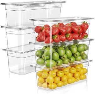 West Bay 6-Pack 1/3 Size 6''Deep NSF Polycarbonate Food Pans with Lids, Clear Commercial Hotel Pans, Food Storage Containers for Restaurant, Food Prep, Buffet, Salad Bar, Home Kitchen & Catering