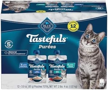 Blue Buffalo Tastefuls Purées Variety Pack, Natural Cat Food Complement, Resealable Twist Cap Pouches, Chicken and Tuna, 3-oz. (12 Count, 6 of Each Flavor)