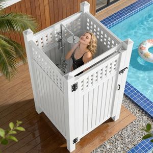 ZNNAM Outdoor Shower Enclosure, Rust-Proof Engineering Grade PVC Privacy Shower Station, Lightweight Freestanding Outdoor Shower Easy DIY Assembly for Pool, Beach, Backyard,81'' H x 46'' W x 46''