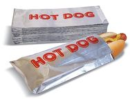 Better Kitchen Products Foil Hot Dog Wrappers, 9" x 3.7", Insulated Grease Resistant Hot Bag Sleeves, Disposable Foil Paper Hot Dog Bags (100 Pack)