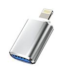 iPhone OTG Adapter Dongle Lightning Male to USB Female Converter for Apple 14 13 12 11 Pro Max Xr X Xs Mini 8 7 Plus Se iPad Air Camera Card Reader USB Flash Drive Mouse Keyboard Hub U Disk MIDI Piano