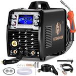 HZXVOGEN 200A Aluminum MIG Welder, 5 in 1 Multi-process Welding Machine 110V/220V Classless Flux Core Welder/Lift TIG/Stick Welder/Spot Welding/Spool Gun IGBT Inverter Welder Machine Large LCD Display