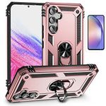 for Samsung Galaxy A54 5G Case with Screen Protector,Kickstand Heavy Duty Protection Dual Layer Shockproof Military Drop Proof Protective Cover Phone Case for Samsung A54 5G (A54,Rose Gold)