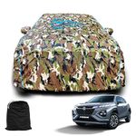 AUTOBIRSA Waterproof Car Body Cover Compatible for Maruti Fronx with Mirror Pocket and Antenna Pocket, Triple Stitched (Jungle Print with Blue Piping Design)