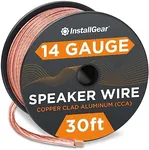 InstallGear 14 Gauge Wire AWG Speaker Wire (30ft - Clear) - Speaker Cable for Car Speakers Stereos, Home Theater Speakers, Surround Sound, Radio, Automotive Wire, Outdoor - Speaker Wire 14 Gauge