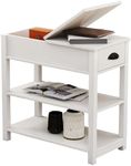 Narrow Flip Top End Table - LifeSky Slim End Table with Drawer - End Tables with Storage for Small Spaces Living Room White