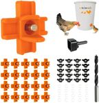 Chicken Waterer Nipples (Orange), Horizontal Side Mount, Anti-Leak Automatic Water System for Poultry, Suitable for Chickens, Duck, Quail, includes Drill Bit & Installation Tool (20 Nipples, Orange)