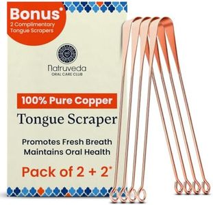 Natruveda 100% Pure Copper Tongue Scraper for Adults & Kids | USA-Based Seller | Reusable Tongue Scraper | Set of 4 | Metal Tongue Scraper | Tongue Cleaner | Tongue Cleaner for Fresher Breath