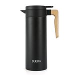 DUIERA 51 oz Coffee Carafe Double Walled Thermal Carafe Stainless Steel Thermos Pot, 1.5 L Beverage Dispenser Keeping Hot/Cold - Black