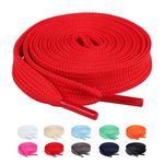 Booyckiy [2 Pairs] Flat Shoe Laces for Sneaker, 2/5" Wide Shoelaces Red 47 inch(120cm)