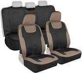 Motor Trend Perfect Symmetry Beige Car Seat Covers, Full Set – Waterproof Neoprene Foam Lining, Durable Front and Back Rear Bench Protectors, Fits Most Car Truck Van and SUV