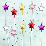 Kemladio 10 Cute Heart Shaped and Star Birthday Candles Multi-Color Cake Candle Toppers for Party Wedding Cake Decoration Supplies Birthday Candles (Star -10, Multi-Colored)