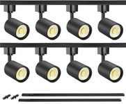 VANoopee 8-Light LED Track Lighting Kit with 6.6FT H Type Track Rails, Dimmable Track Light Heads Bright Ceiling Spotlight Fixture for Kitchen Accent Art, 3000K Warm White, No Flicker 10W 800lm Black