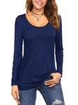 Florboom Women T Shirts Longline Tops Casual Scoop Neck Basic T-Shirts Royal Blue18 20