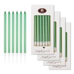 BEAN LIEVE Green Birthday Candles - 24-Count Long Thin Cake Candles, Cake Candles, Party Candles for Birthday, Wedding, Lucky Party Decoration