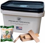 Oak Mini Firewood with Firestarters for Wood Oven, Solo Stove Mesa, Made in USA. 4-5 Inch Pieces with Galvanized Bucket. Certified Kiln Dried, Made in The USA, 1 Tree Planted for Every Order