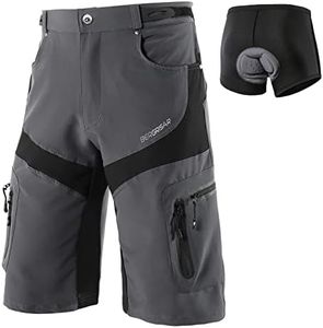 BERGRISAR Men's Mountain Bike Shorts Padded Cycling Shorts with Underwear Bike Bicycle Shorts Loose Fit, Removable-padded Grey, X-Large