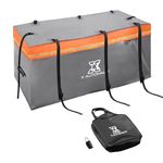 X AUTOHAUX 20 Cubic Feet Hitch Mount Cargo Carrier Bag 1000D PVC Waterproof Car Tray Luggage Bag (58" 24" 24") with 8 Reinforced Straps for All Vehicles with Steel Trailer Basket