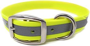 Regal Dog Products Large Yellow Heavy Duty Reflective Dog Collar with Durable Metal Buckle and D Ring Adjustable, Chew Proof & Waterproof Strong Small Dog Collar Other Sizes for Medium & Large Dogs