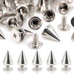 Swpeet 110 Pairs Sliver 7mm x 9.5mm Bullet Cone Spike and Stud Metal Screw Back for DIY Leather Craft Cool Rivets Punk Stud Coincal Layer