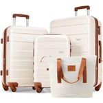 Merax 3 Piece Expandable Abs Hardshell Luggage Sets Spinner Wheel Suitcase TSA Lock Suit Case, Brown and Ivory, 4-Piece Set, 4 Piece Expandable Hardside Luggage Sets Spinner Wheel Suitcase Tsa Lock Suit Case