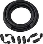 EVIL ENERGY 12AN Fuel Line Kit, AN12 Nylon Braided Fuel Line Hose Fitting Kit CPE 12FT Black