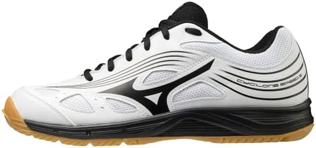 Mizuno Womens Cyclone Speed 3 Junior Shoe - White-Black, White/Black, 2 Big Kid US
