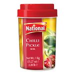National Foods Chilli Pickle 35.27 oz (1000g) Spicy Traditional South Asian Relish | Tangy Hari Mirch Achaar | Plastic Jar