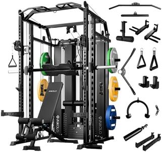 Mikolo Smith Machine with Weight Stack, Power Cage Home Gym System with LAT Pulldown & Cable Crossover, Multi-Functional Trainer with Dual Pulley System, Color Plate 230lbs