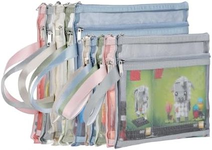 TrueLux 10 Pack Colored Double-Layer Mesh Zipper Pouch Bags, Nylon Building Block Sets Toy Storage & Organization, Breathable See Through (5Pcs A4+5Pcs A5) Pouch with Handle for School Office Games