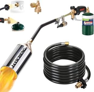 Propane Torch Weed Burner Kit,Weed Torch 1,200,000 BTU Blow Torch with 1lb Propane Cylinder Converter,10 FT Hose Heavy Duty Flamethrower with Turbo Trigger for Flame Weeding,Roofing, Melting Ice Snow