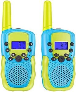 Gominimo 2 Pack Walkie Talkies for Kids with 40 Channels & LED Flashlight, LCD Screen and Key Lock Function, Blue and Green