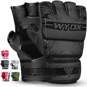 WYOX MMA Gloves Sparring Grappling for Men Women – Hybrid Open Palm Half Finger Boxing Training Gloves and Leather Wrist Support for Muay Thai, Kickboxing, Karate, Taekwondo