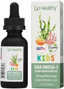 Go Healthy Natural Kids Omega-3 DHA/EPA Algae Oil, Vegan and Plant-Based, Orange 30ml Glass Bottle, 30-60 Servings