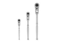 TEKTON 1/4, 3/8, 1/2 Inch Drive Flex Head Quick-Release Ratchet Set, 3-Piece (6, 8, 10-1/2 in.) | SRH92103