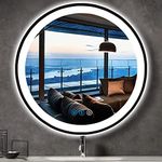 DIDIDADA Black Frame Round LED Bathroom Mirror with Lights for Bathroom Wall Black Lighted Vanity Mirrors 24 Inch 3 Color Dimmable Circle Smart Bathroom LED Wall Mirrors Anti Fog Makeup LED Mirrors