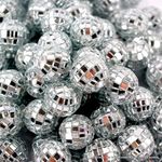 Evisha 24 Mirror Look Disco Balls Small Christmas X-Mass Tree Decoration Balls Hangings Ornaments Christmas Hanging Tree Balls