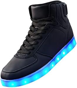 DIYJTS Unisex LED Light Up Shoes, Fashion High Top LED Sneakers USB Rechargeable Glowing Luminous Shoes for Men, Women, Teens Black