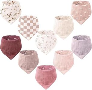 Konssy 10 Pack Baby Muslin Bandana Bibs for Drooling and Teething