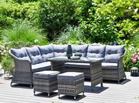 GSD Florida Aluminium Rattan Garden Furniture Dining/Lounge Sets, All Covered By a 5 Year Warranty (Florida L Shape Corner Dining Set)