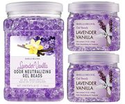 SMELLS BEGONE Odor Eliminator Gel Bead Value Pack - Air Freshener - Eliminates Odors in Bathrooms, Pet Areas, Boats, RVs & Cars - Made with Essential Oils - Lavender Vanilla Scent