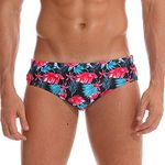 Arcweg Men's Swimming Trunks Briefs Low Waist with Removable Pad Swimwear Elastic Beach Shorts Boxers Underwear Red Flowers M（UK）