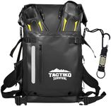 TACTIKO 30L Premium 100% Waterproof Backpack with Equipment Pocket, Carabiner - Marine Roll Top Dry Bags for Kayaking, Beach, Boating, Fishing, Hiking, Survival, Camping, Travel (Jet Black)