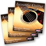 3 SETS! Adagio Professional Acoustic Guitar Strings 10-47 Phosphor Bronze