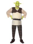 Smiffy Shrek Adult Costume in Green, Top, Trousers, Hands & Mask, Official Shrek License Outfit with Padded Stomach & Latex Mask & Gloves, Transform into the Beloved Ogre!